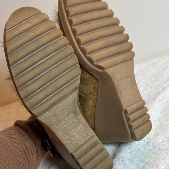 Coach kataya rabbit Fur-Trimmed Wedge Boots - Picture 2 of 9